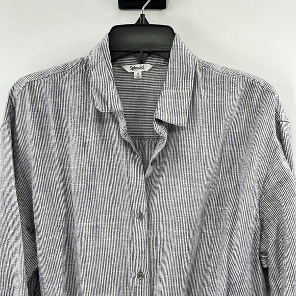 Splendid Collection Women's Cheyenne Stripe Button Down - Navy/White - M - NWT - Picture 2 of 7